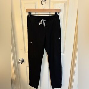 FIGS Black Technical Collection Scrub Pants XXS Drawstring Zip Pocket